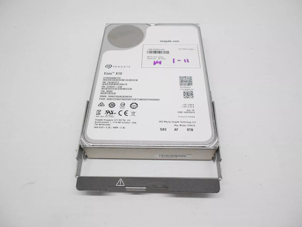 Netapp X376A 8TB 7.2K SAS 12G Hard Drive 3.5'' DS460C W/ Tray 108-0059 ...