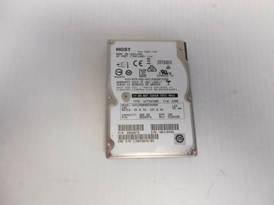 Hitachi HGST 900GB 10K 2.5" 6Gbs SAS Hard Drive HUC109090CSS600 Server