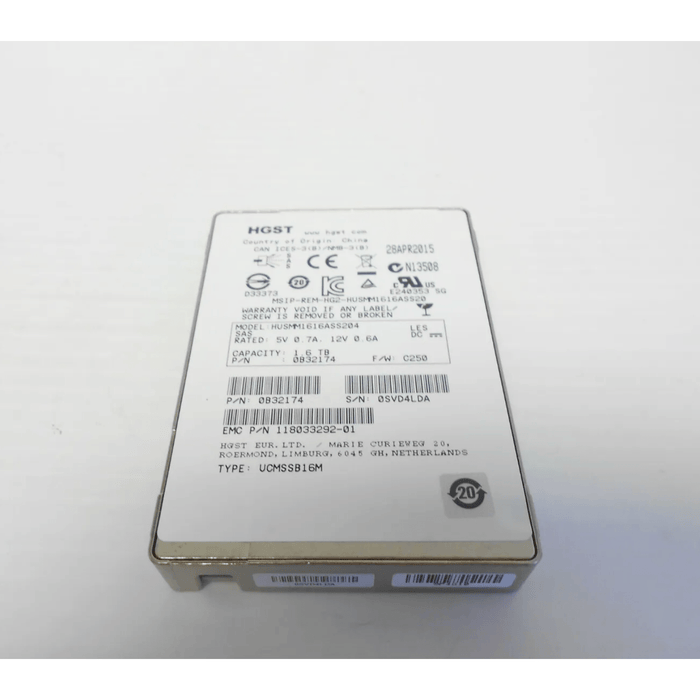 HGST 1.6TB SSD SAS 2.5" 12Gbps Server Hard Drive HUSMM1616ASS201 12G Dell HP